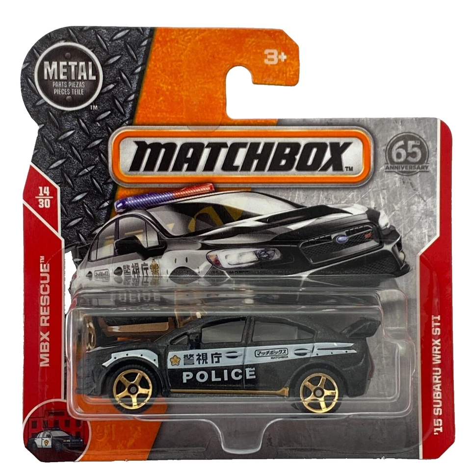 '15 Subaru WRX STi Japan Police Matchbox 2018 MB1049 1/64 Short Card FHK09 - Image 1 of 1