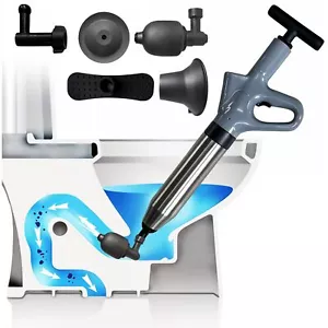 Toilet Plunger High-Pressure Air Snake Blaster Drain Unclogger Heavy Duty Tool - Picture 1 of 7