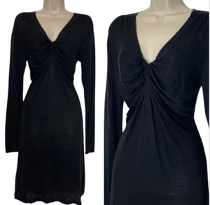 Vestido de algodón de seda granate Hill para mujer talla M negro ligero tejido frontal retorcido - Imagen 1 de 11