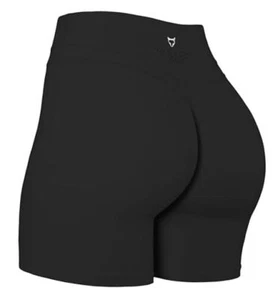 Yoga Shorts for Women Tummy Control High Waist Biker Shorts Medium Black - Picture 1 of 7