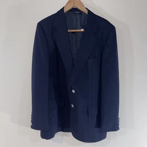 Kuppenheimer Mens 44L Navy Blue Wool Blend Silver Button Blazer Sport Coat - Picture 1 of 8