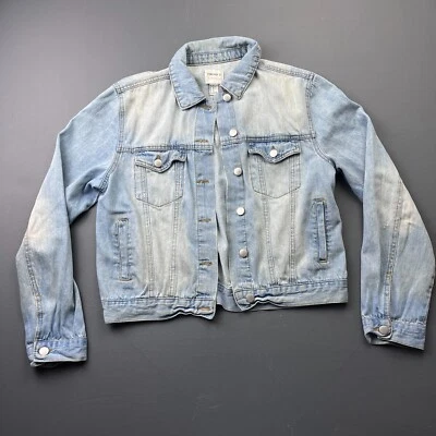 Chaqueta de mezclilla Forever 21 para mujer talla mediana lavado ligero botón delantero manga larga Foto 1 de 4