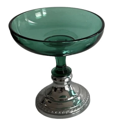 Farber Brothers Krome Kraft Art Deco Emerald Green Chrome Compote Duncan Millar - Image 1 of 4