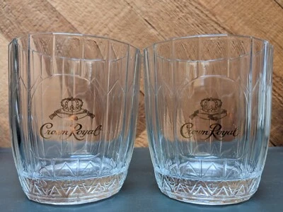 2 vasos Crown Royal Whiskey Rock acanalados oro nombre logotipo diseño Italia Von Pok Foto 1 de 4