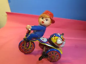 Blech Aufzieh Dreirad Fahrrad & Klingel MTU Korean Toy Litho Hase Ente, ohne Ballon - Bild 1 von 6