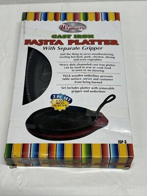 Winware Cast Iron Fajita Platter Set - Image 1 of 4