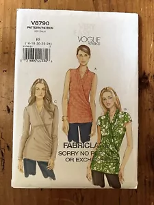 Vogue 8790 Misses Top Very Easy Vogue 2012 Designer Pattern 16-18-20-22-24 Uncut - Picture 1 of 2