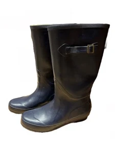 LL Bean Wellies Rubber Boots Women’s Size 10 M Blue Tall Pull On Rain Boots - Picture 1 of 16
