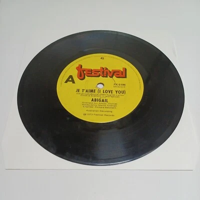 ABIGAIL - JE T'AIME / LAST TANGO IN PARIS - RARE OZ 7" 45 - Image 1 of 3