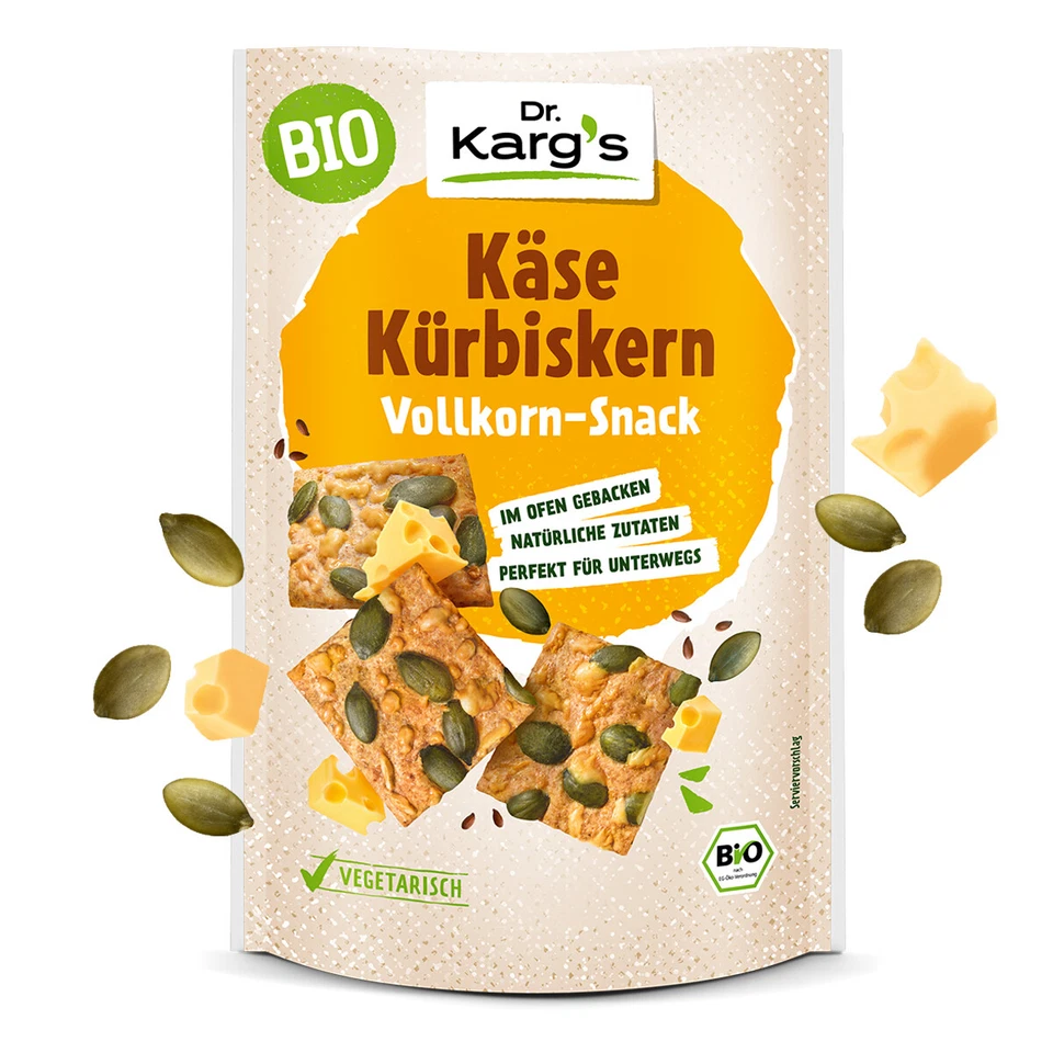 Dr. Kargs Bio Käse Kürbiskern Vollkorn Knäckebrot Snack 110g - Bild 1 von 1