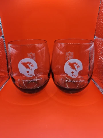 St Louis Cardinals, NFL Football Whiskey Rocks Glasses, 70's lot of 2 Cover