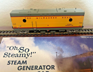 MILWAUKEE ROAD "YELLOW" " STEAM" GENERATOR PASSENGER CAR- HO Scale - NEW RTR OOP
