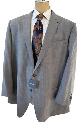 INDOCHINO Men's Grey Woven Peak 2 Button Wool Mohair Sport Jacket Size 52XL NWT - Image 1 of 4
