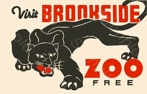 VINTAGE VISIT BROOKSIDE ZOO A4 POSTER PRINT