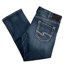 Silber Jeans Eddie entspannte Passform konisches Bein mittlerer Aufstieg dunkel gewaschen Herren 38 x 31 DEFEKT