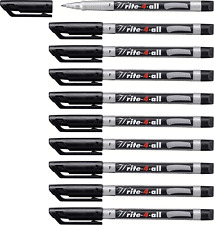 Permanent Marker Pen - STABILO Write-4-All - Fine - Pack of 10 - Black