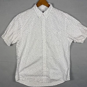 Uniqlo Hemd Herren Large Weiß Blau Micro Print Blumen Kurzarm Floral - Bild 1 von 10