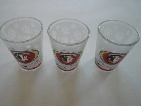 Florida State Seminoles 3 Shot Glasses Frosted Football Basketball Tennis balls Cover