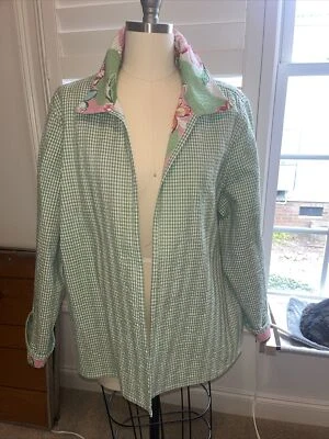 CHICOS? Nope- Quilted Jacket Womens XL Multicolor Gingham Floral REVERSABLE! - Image 1 of 4