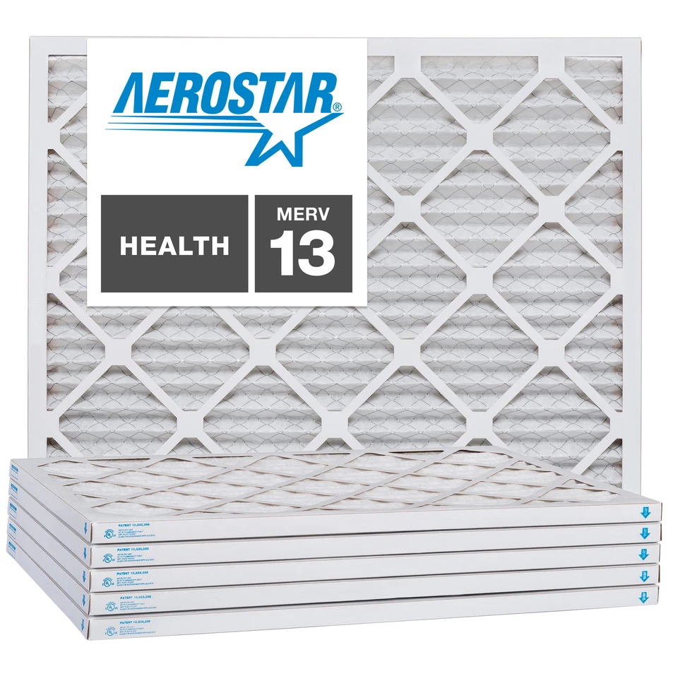 Aerostar 8x10x1 MERV  13, Pleated Air Filter, 8x10x1, Box of 6, Made in the USA - Image 1 of 4