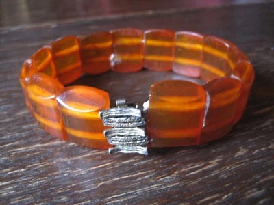 zeitloses Bernstein Armband Armreif 925er Silber Schmuckschließe 2 cm breit - Bild 1 von 3