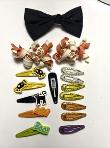 Vintage Halloween Hair Barrette Clips Kids Spider Web Gymboree Contour Snap - Picture 1 of 8