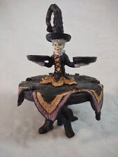 9" Resin Halloween Witch Table Dress Harlequin Tablecloth Snack Tray Centerpiece