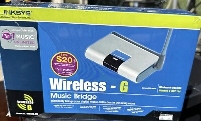 Cisco Linksys WMB54G Wireless G Music Bridge 2.4 Ghz 802.11g Open Box  Complete! - Image 1 of 2