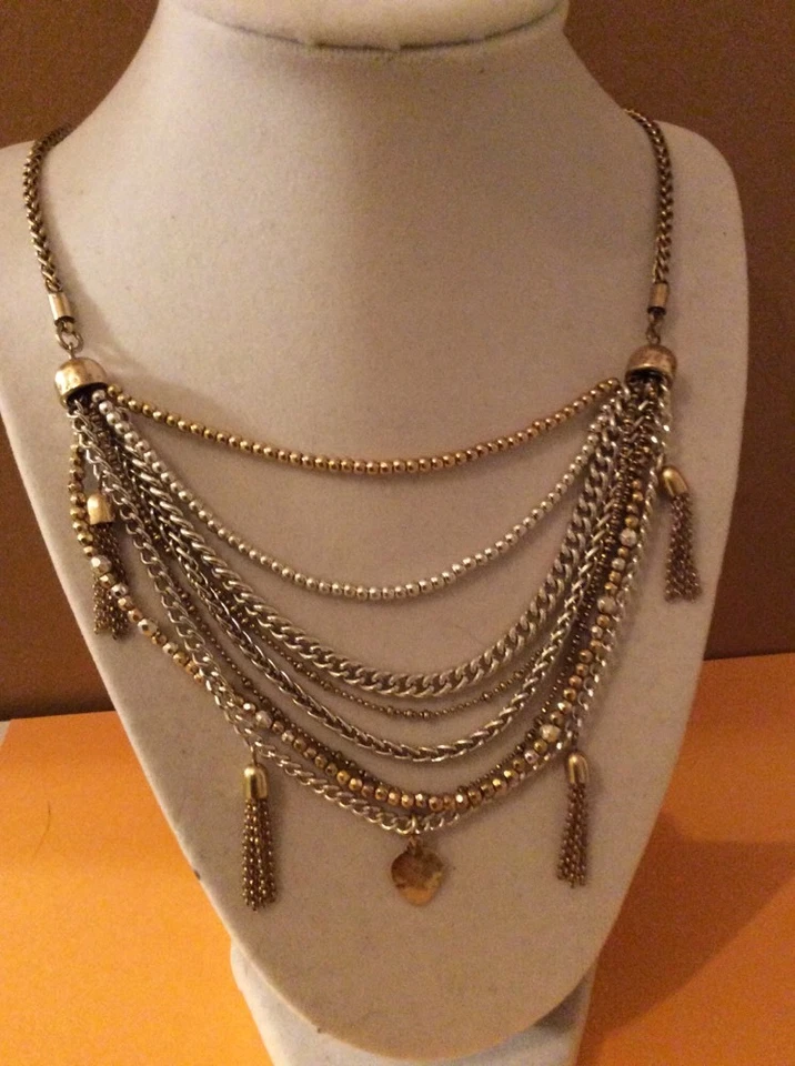 Lucky BRAND 8574 Womens Gold Two-tone Tassel Fashion Chain Necklace Jewelry BHFO