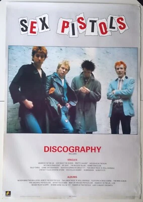 Pôster 'discografia' SEX PISTOLS; 1989 35" x 24,5" - Imagem 1 de 4