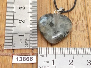Pendentif Amour - Coeur LABRADORITE + CORDON REGLABLE mineraux lithotherapie - Picture 1 of 4
