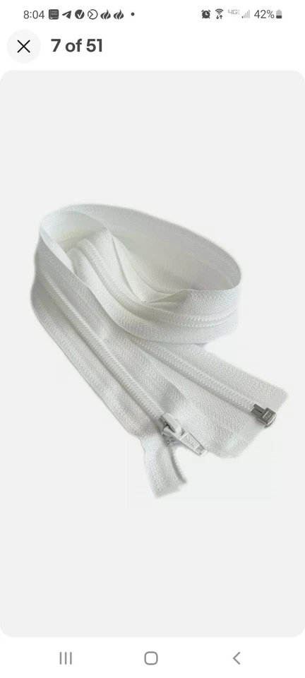 YKK 36 Inch Vision Jacket Zipper white  separated  - Image 1 of 1