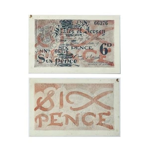 1941 GERMAN OCCUPIED JERSEY CI BRITISH 6 PENCE BANKNOTE WWII UNITED KINGDOM UK - Picture 1 of 3