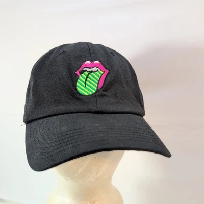 Gorra de béisbol ajustable con logotipo de The Rolling Stones rara verde negra con tirantes Foto 1 de 4