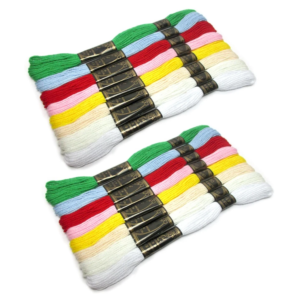 ALLTOPBARGAINS 24 Lot Multi Color Sewing Thread Cross Stitch Cotton Embroidery Floss Skeins Kit