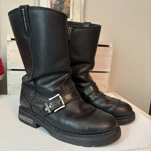 ARIAT METAL MOUNTS BLACK LEATHER SIDE ZIP MOTORCYCLE BOOTS 39940 MEN'S 10.5 READ - Picture 1 of 24