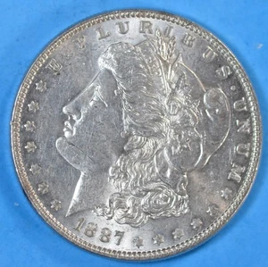 1887 P AU Morgan Dollar 100 Cent  About Uncirculated 90% Silver US $1 Coin AU+++ - Picture 1 of 6