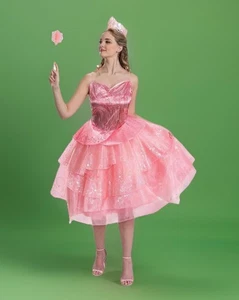 2-teiliges Glinda Deluxe böse gute Hexe Film Kostüm Halloween Erwachsenenkostüm - Bild 1 von 8