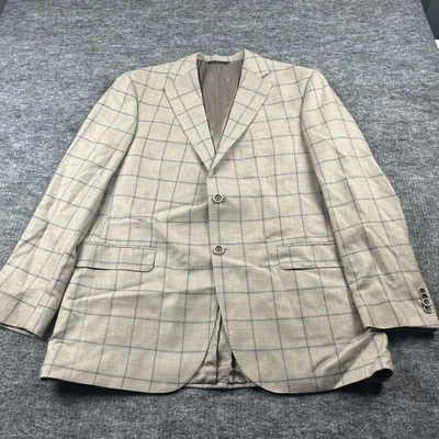 Blazer masculino Jack Victor 1913 44 grande bege xadrez cashmere seda Loro Piana Itália - Imagem 1 de 4