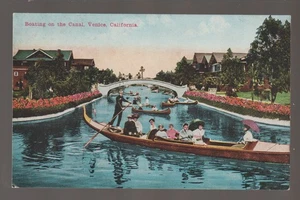 Venice Beach CALIFORNIA c1910 GONDOLA RIDE Canal Canoe nr Los Angeles CA - Picture 1 of 2