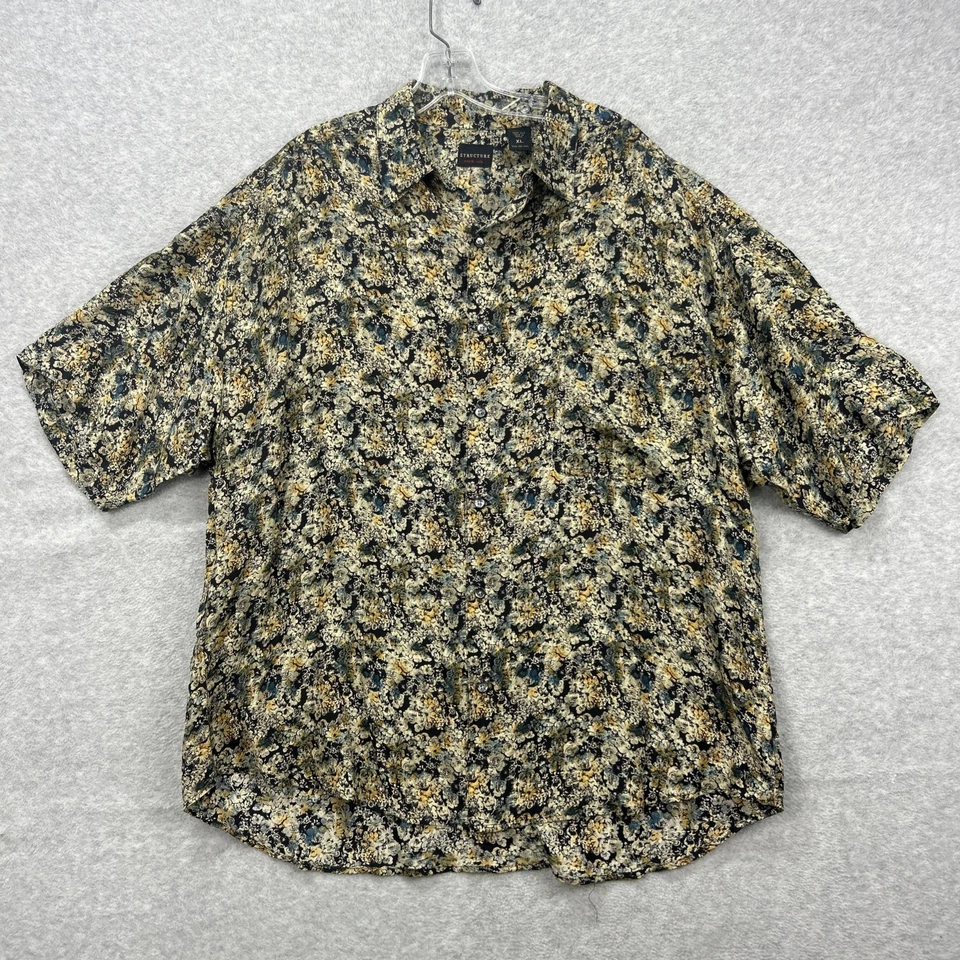 Vintage Structure Shirt Mens XL Floral Hawaiian Tropical 100% Silk Short Sleeve - Image 1 of 4