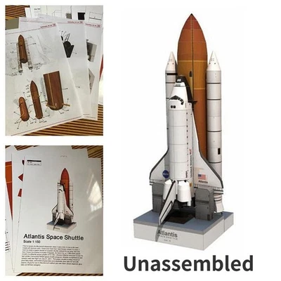 1/150 Space Shuttle Atlantis Paper Model Unassembled Space Rocket Craft Scene - Image 1 of 4