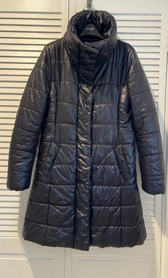 Chaqueta Larga Acolchada MAXA MARA Negra Cremallera Completa Talla 10 Foto 1 de 4