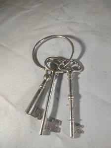 Vintage Skeleton Keys set Craft Keys Set of 3 on Ring Decorator Keys - Picture 1 of 5