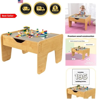 Wooden Kid Activity Table with Bricks Reversible Storage for Ages 3 plus - Image 1 of 4