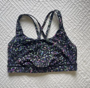 Lululemon Energy Sports Bra Size 6 Crisscross Back Black Multicolor - Picture 1 of 4
