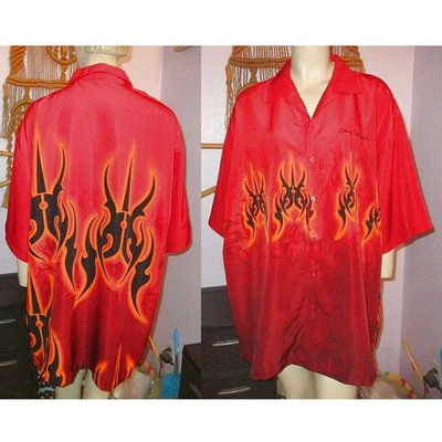 Camisa De Colección Malibu Dreams Para Hombre Talla XXL Roja Llamas Abotonada Campamento Las Vegas Bowl Foto 1 de 4