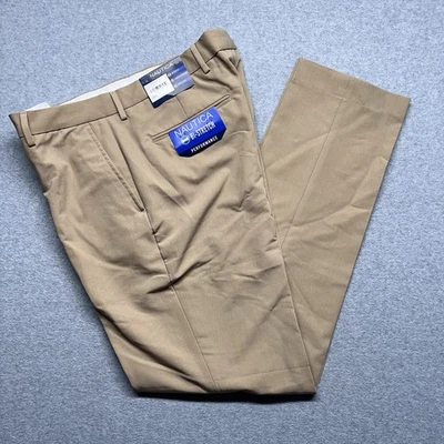Nautica Pants Bi-Stretch Men's Performance Stretch Dress Pants Camel Khaki 36x34 - Image 1 of 4