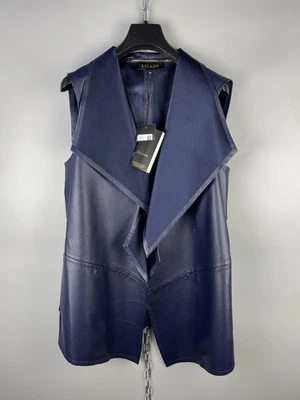 BNWT Escada Luxury Soft Lamb Leather Blue Sleeveless Vest Gilet Size M - Image 1 of 4