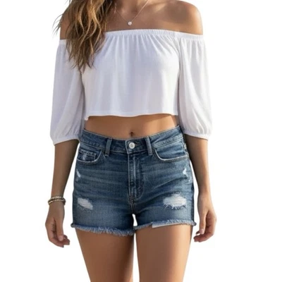 Abercrombie & Fitch джинсовой ткани Jean шорты размер 00 24 искусственно состаренный Y2K ретро винтажный стиль - Изображение 1 из 4